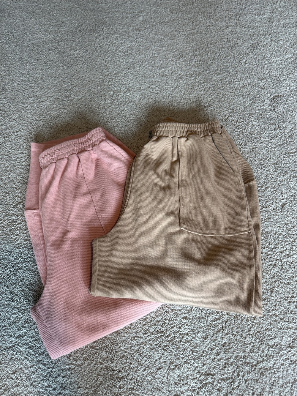 Bohemian Style Pull-On Pants in Pink and Beige, Sold As A Set